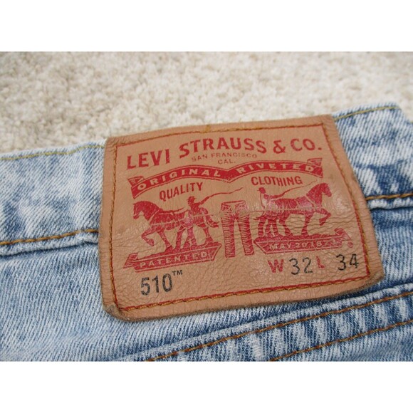 Levis 510 Jeans Mens 31 Blue Acid Wash Denim Skinny Distressed Casual 31x27 - Picture 13 of 16